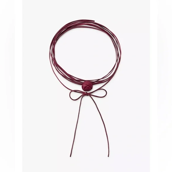 NWOT Zara Floral Double Choker Leather Necklace - Picture 1 of 7
